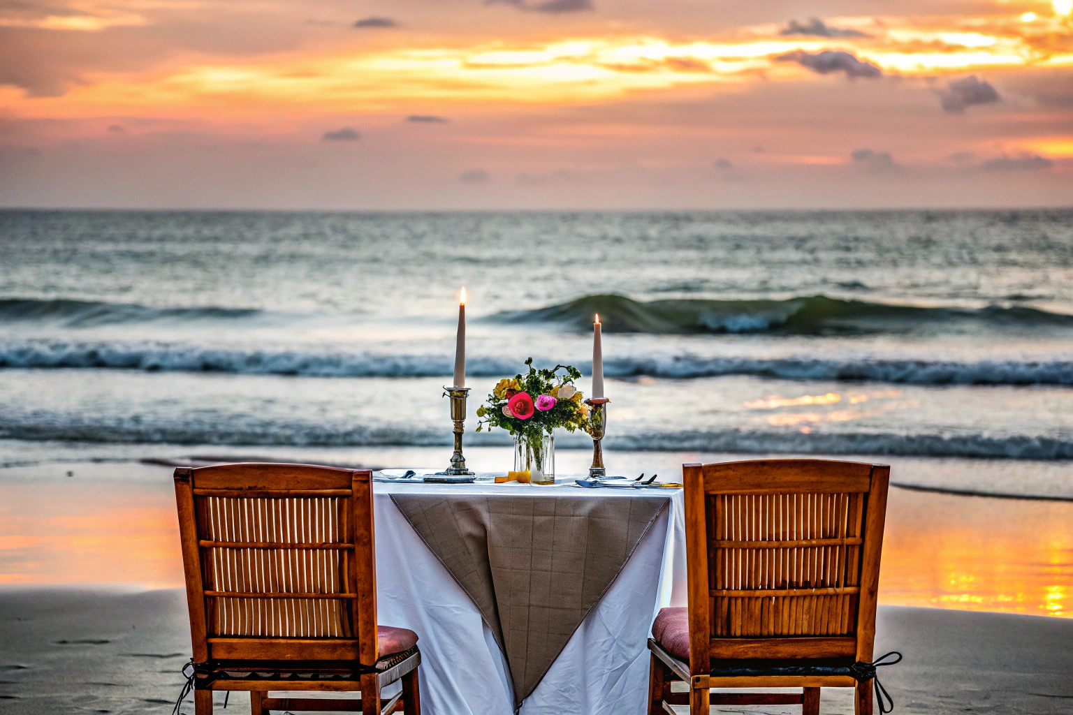 Romantisches Abendessen am Strand