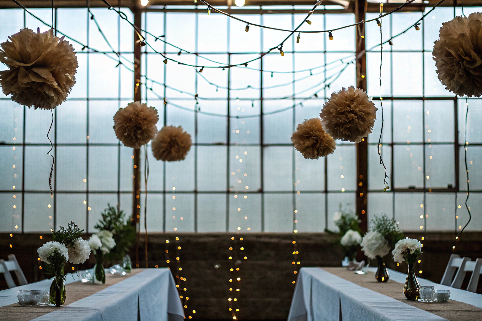 Seidenpapier Pompons Hochzeit